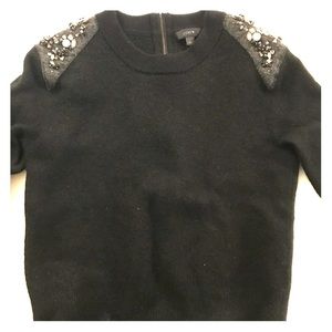 J.Crew wool Sweater with beaded shoulders patches